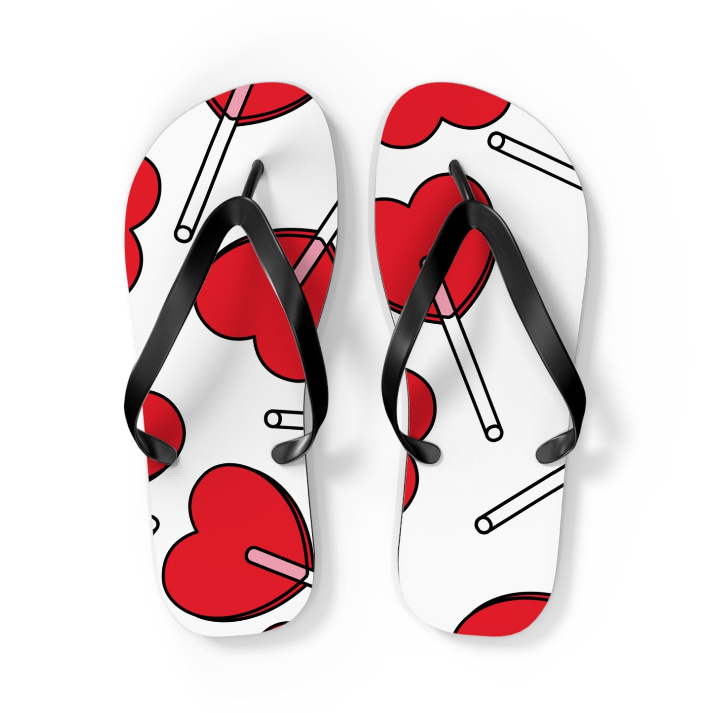 Flip Flops - Heart-Patterned Cute Summer Sandals and Vacation Slippers