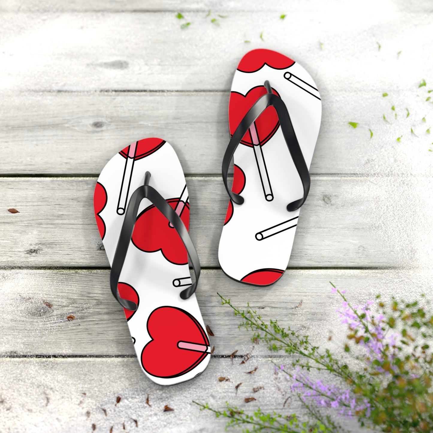 Flip Flops - Heart-Patterned Cute Summer Sandals and Vacation Slippers